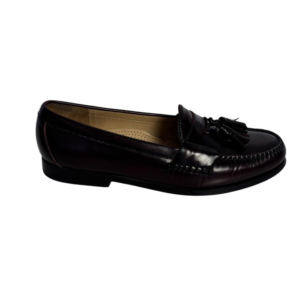 Vintage Cole Haan City Mens 9.5 D Burgundy Leather Tassel Loafers Dress Shoes